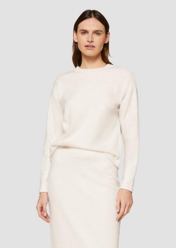 s.Oliver Weiches Sweatshirt mit Rippdetail am Kragen - beige