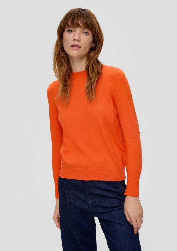 s.Oliver Feinstrickpullover mit Zierknöpfen - orange s.Oliver Feinstrickpullover mit Zierknöpfen - orange
