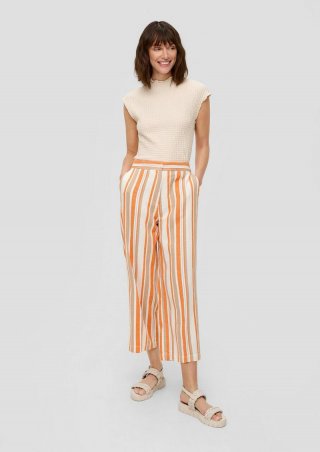 s.Oliver Gestreifte Stoffhose mit Bundfalten - orange