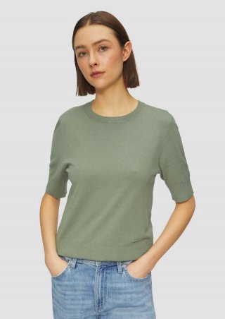s.Oliver Kurzärmeliger Strickpullover aus Viskosemix - salbeigrün
