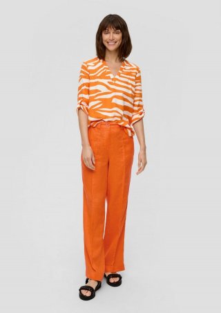 s.Oliver Regular: Leinenhose mit weitem Bein - orange