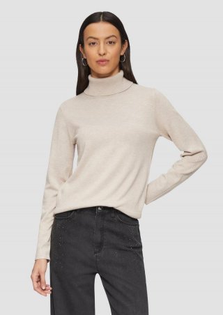 s.Oliver Feiner Rollkragenpullover mit Ajour-Details - beige