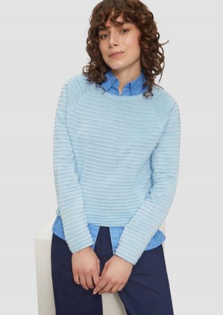 s.Oliver Pullover mit Strukturmuster aus Viskosemix - hellblau