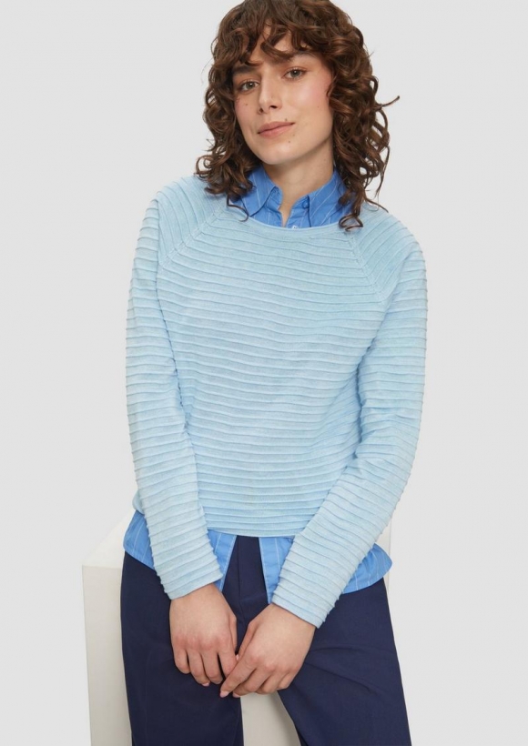 s.Oliver Pullover mit Strukturmuster aus Viskosemix - hellblau