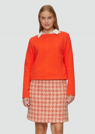 s.Oliver Strukturiertes Jacquard-Sweatshirt mit U-Boot-Ausschnitt - orange