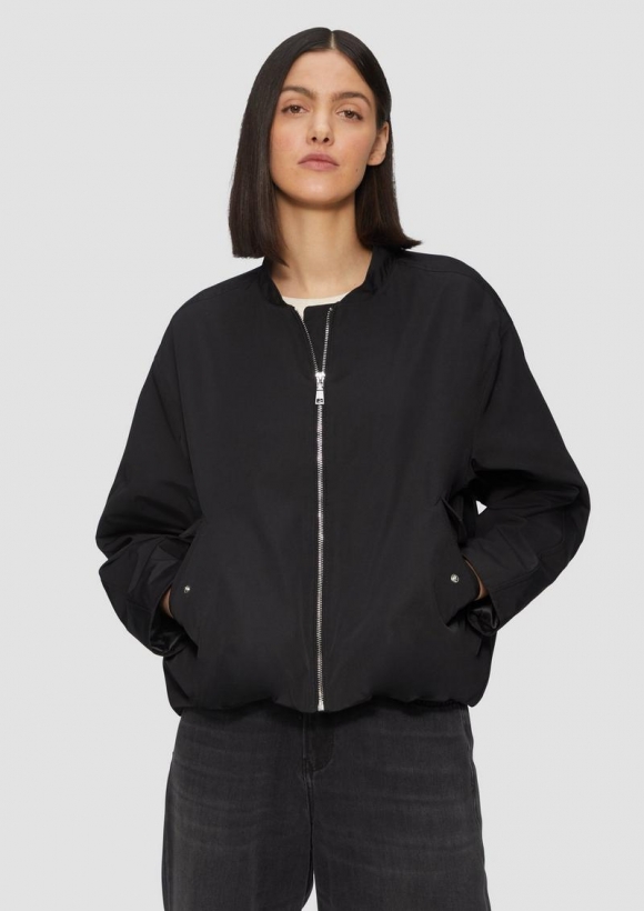s.Oliver Blouson mit Raffungsdetails im Relaxed Fit - schwarz