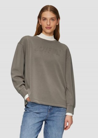 s.Oliver Scuba-Sweatshirt aus Modalmix mit 3D-Schriftzug - anthrazit