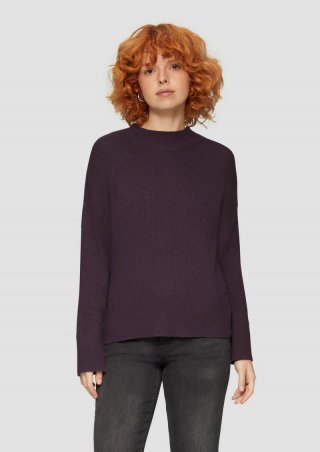 s.Oliver Rippstrickpulover mit weiten Ärmeln - aubergine