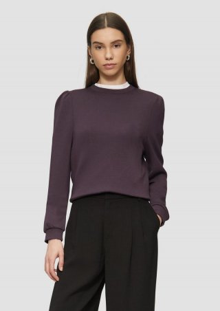 s.Oliver Viskosemix-Sweatshirt mit Puffärmeln - aubergine