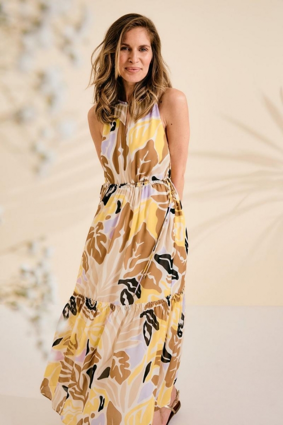 s.Oliver Leichtes Maxikleid aus Chiffon mit Volants - ecru