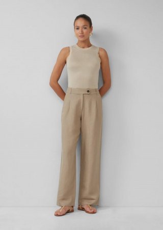 s.Oliver Relaxed-Fit-Hose aus Leinenmix mit Extra Wide Leg - sandstein