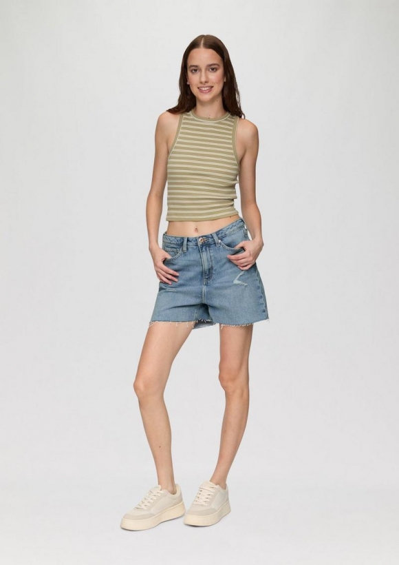 s.Oliver Jeans-Shorts Mom / Relaxed Fit / High Rise / mit Waschung - blau