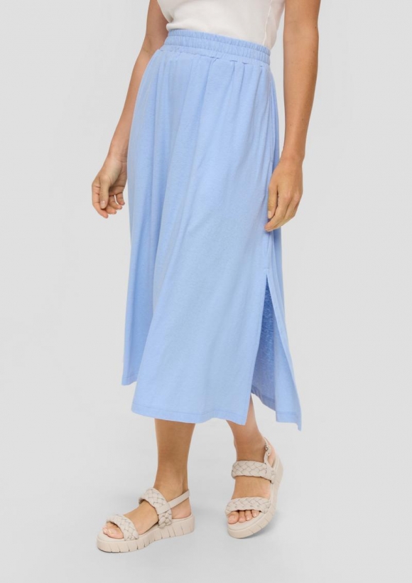 s.Oliver Midi-Rock in Melange-Optik aus Jersey im Relaxed Fit - himmelblau