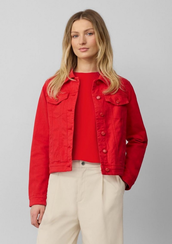 s.Oliver Elastische Jeansjacke mit seitlichen Eingrifftaschen - rot