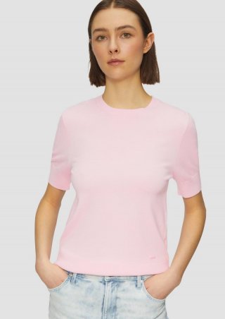 s.Oliver Kurzärmeliger Strickpullover aus Viskosemix - zartrosa