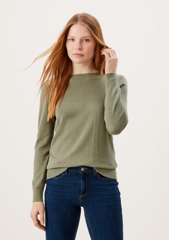 s.Oliver Pullover mit U-Boot-Ausschnitt - olivgrün