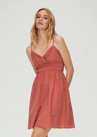 s.Oliver Baumwollkleid mit Spitze - papaya