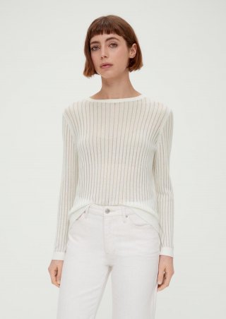 s.Oliver Pullover aus Ajour-Strick - ecru