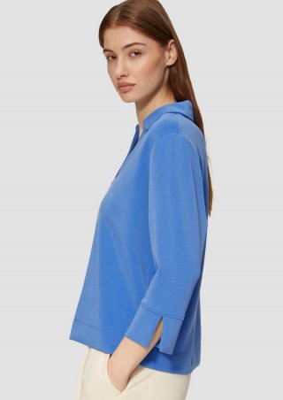 s.Oliver Sweatshirt aus Scuba mit Polokragen - royalblau