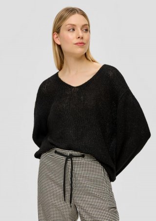 s.Oliver Flauschiger Strickpullover - schwarz