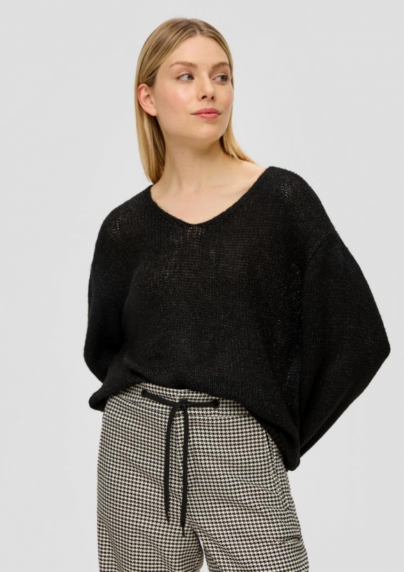 s.Oliver Flauschiger Strickpullover - schwarz
