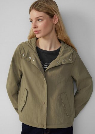 s.Oliver Nylon-Jacke mit Kapuze und verstellbarem Saum - olivgrün