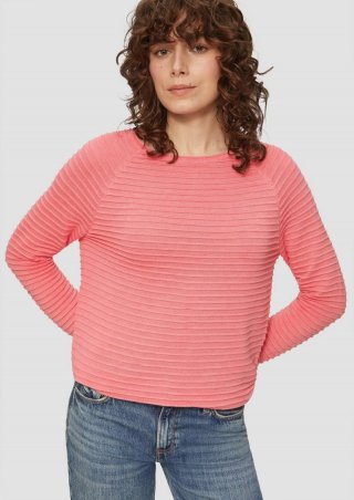 s.Oliver Pullover mit Strukturmuster aus Viskosemix - korallrot