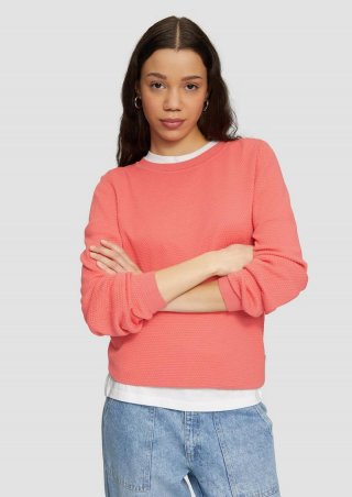 s.Oliver Strickpullover mit Struktur aus Viskosemix - koralle