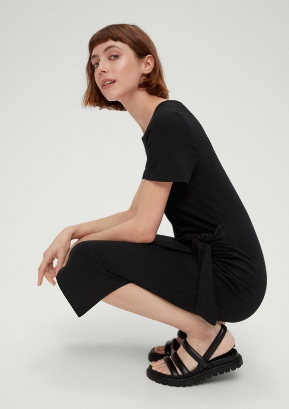 s.Oliver Kleid aus Baumwollstretch - schwarz