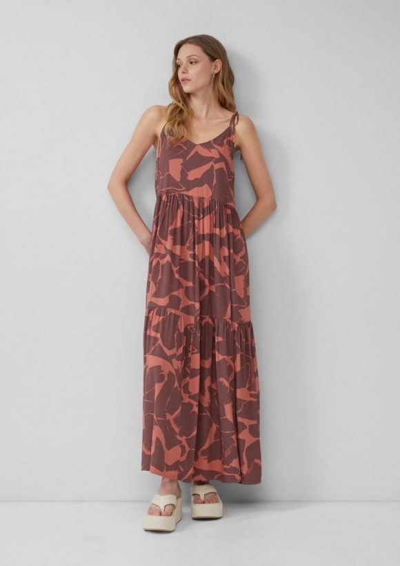 s.Oliver Langes Viskosekleid - papaya
