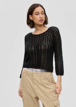 s.Oliver Pullover aus Ajourstrick - schwarz