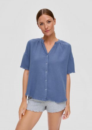 s.Oliver Pyjamashirt aus Musselin - tiefblau