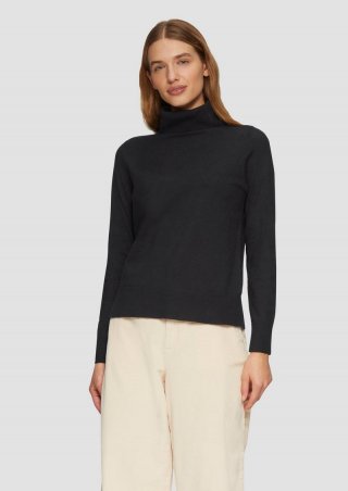 s.Oliver Feinstrickpullover mit Rollkragen - schwarz