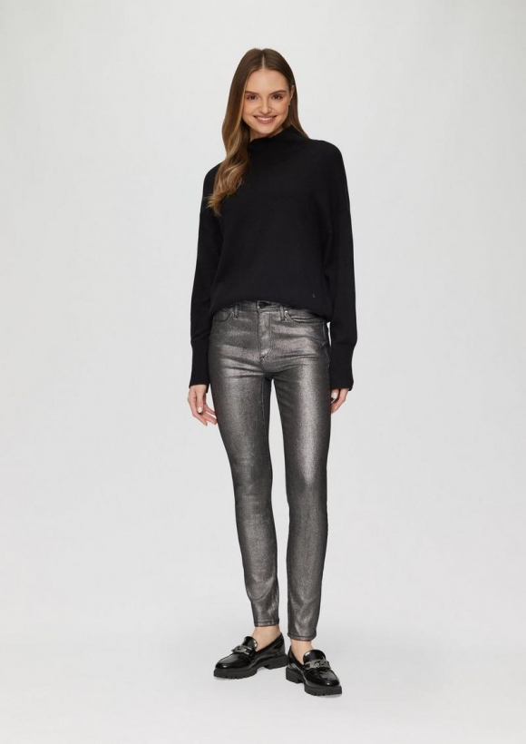 s.Oliver Jeans Izabell / Skinny Fit / Mid Rise / Skinny Leg / mit Metallic-Effekt - dunkelgrau