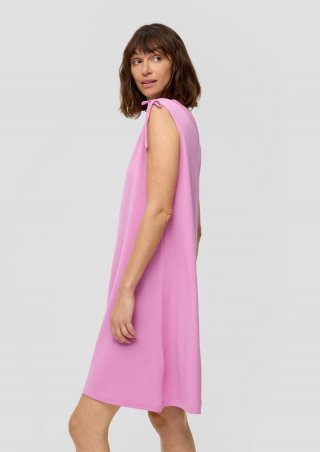 s.Oliver Kleid mit V-Ausschnitt und Binde-Detail - rosa