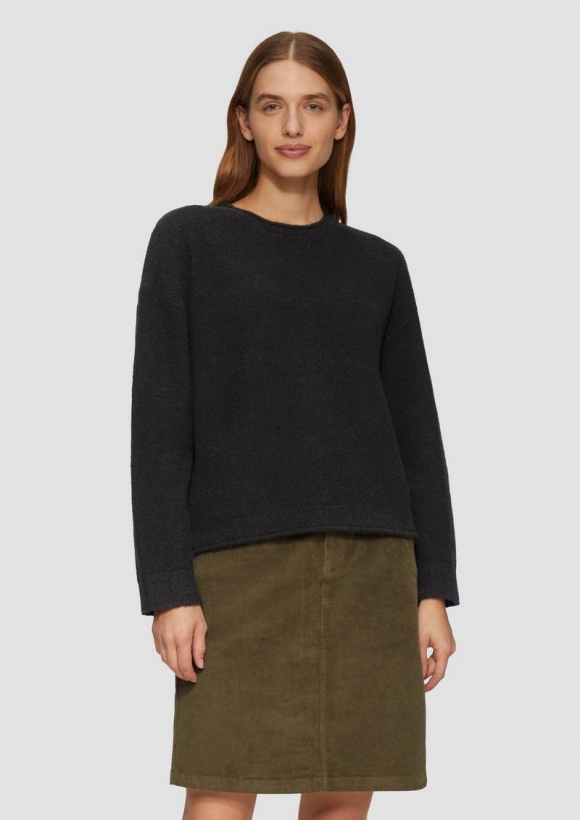 s.Oliver Weicher Strickpullover aus Bouclé - schwarz
