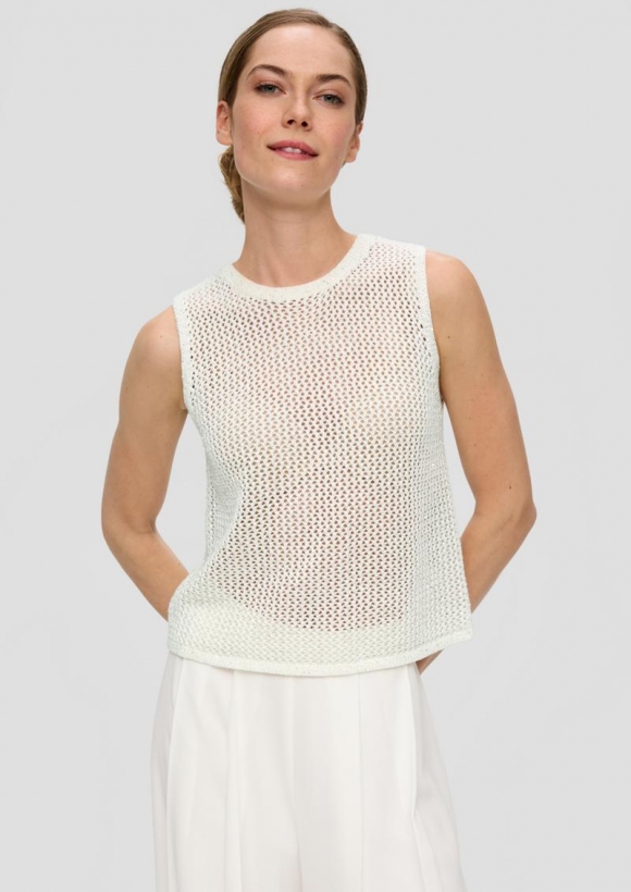 s.Oliver Transparentes Stricktop mit Pailletten - ecru