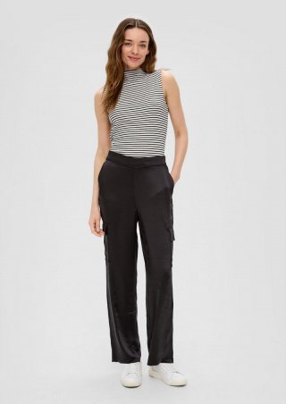 s.Oliver Wide-Leg-Hose aus Satin - schwarz