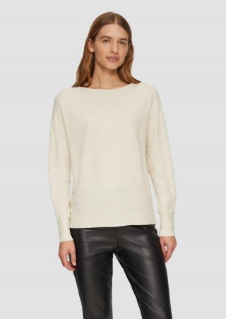 s.Oliver Strukturierter Strickpullover mit Fledermausärmeln - beige