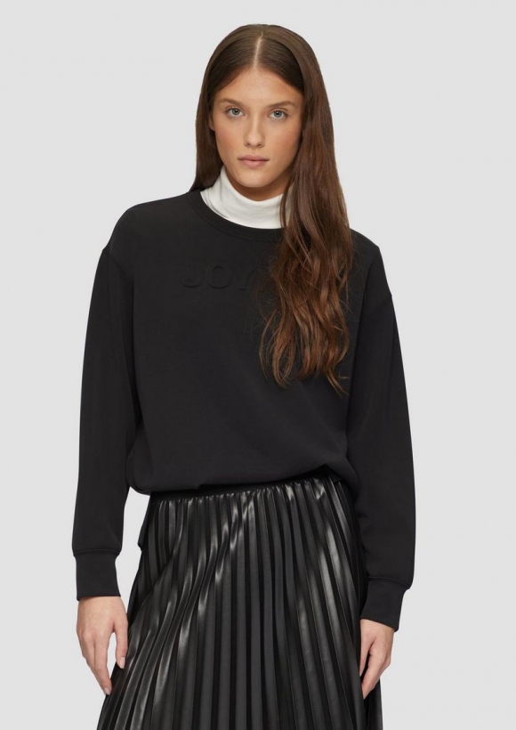 s.Oliver Scuba-Sweatshirt aus Modalmix mit 3D-Schriftzug - schwarz
