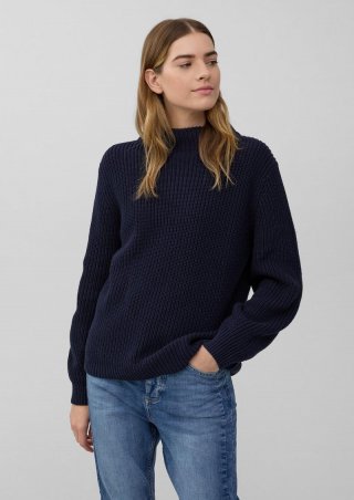 s.Oliver Strickpullover mit weitem Arm und Turtleneck - navy