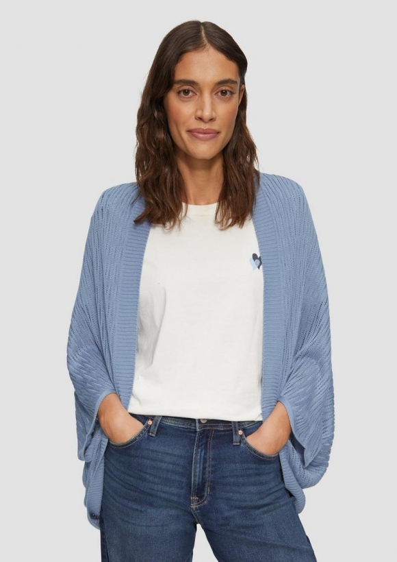 s.Oliver Strickponcho aus Viskose in Egg Shape - blassblau