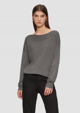 s.Oliver Viskosemix-Pullover mit U-Boot-Ausschnitt - anthrazit