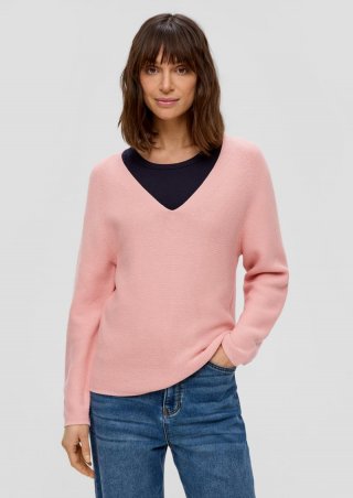 s.Oliver Strickpullover mit V-Ausschnitt - altrosa