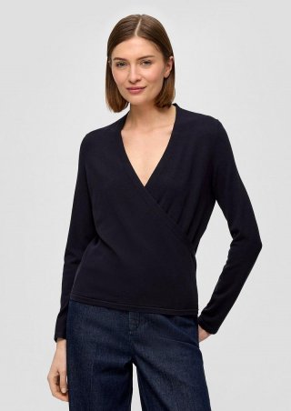 s.Oliver Strickpullover in Wickel-Optik - navy