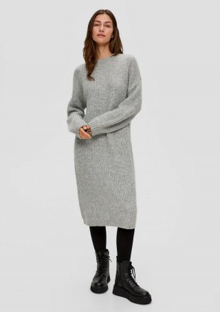 s.Oliver Midi-Kleid aus Strick - grau meliert