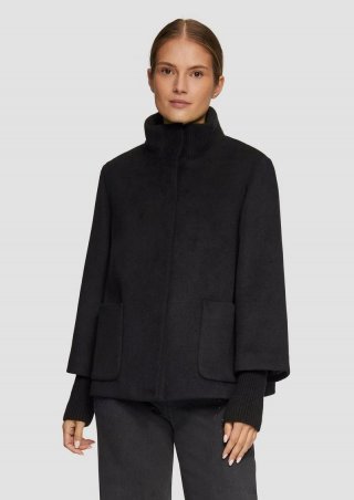 s.Oliver Jacke aus Wollmix mit Rippbündchen - schwarz