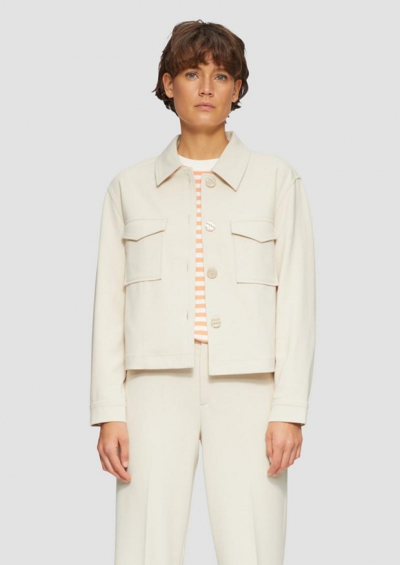 s.Oliver Jacke im Relaxed Fit aus Struktur-Jersey - beige