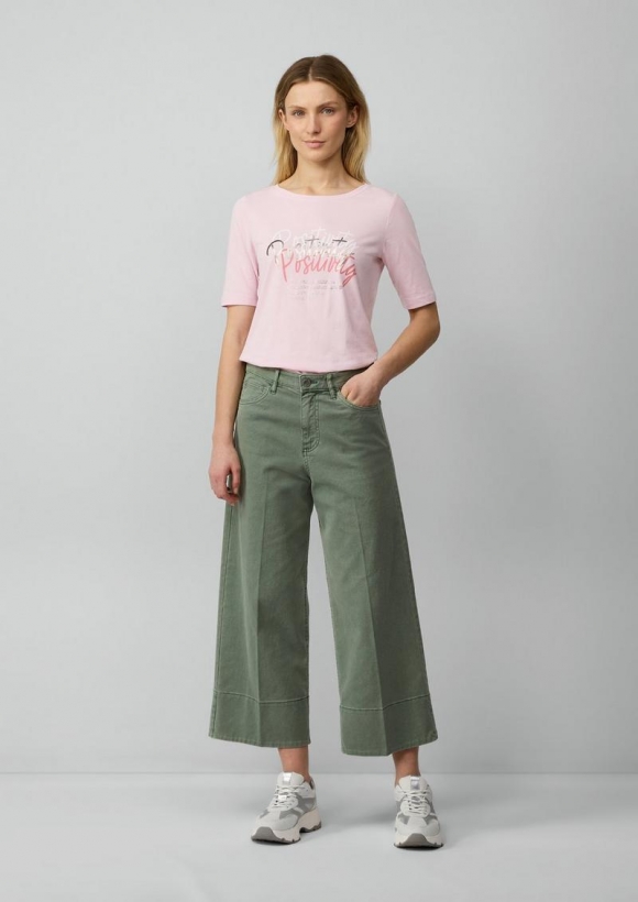 s.Oliver Culotte-Jeans / Regular Fit / High Rise / Wide Leg / Bügelfalten - salbeigrün