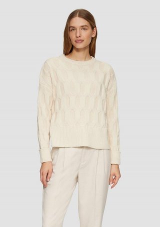 s.Oliver Oversized Pullover mit Strickmuster - beige
